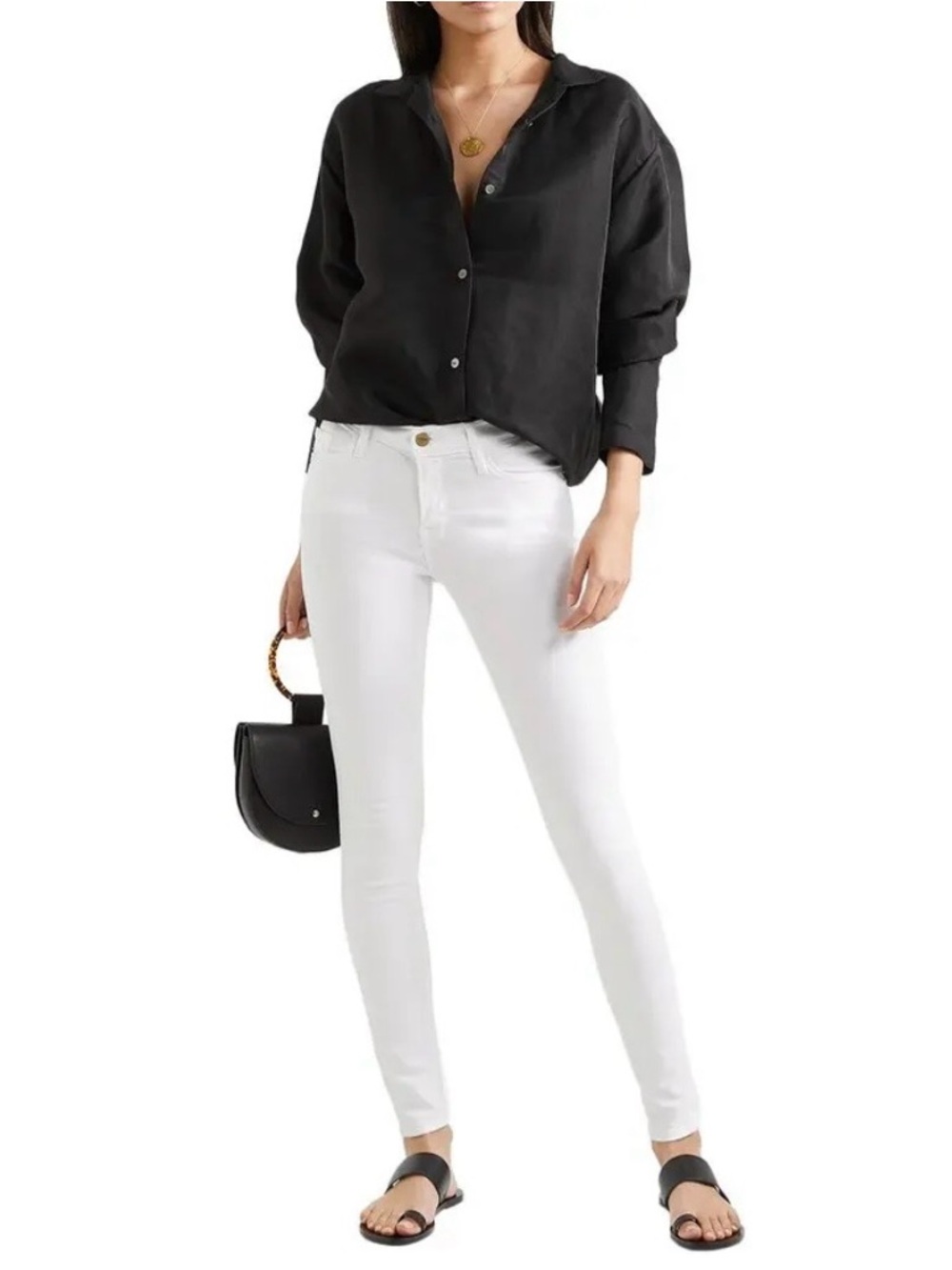FRAME Le Skinny de Jeanne Crop Blanc White Jeans Mid Rise Stretch Denim NWT 26